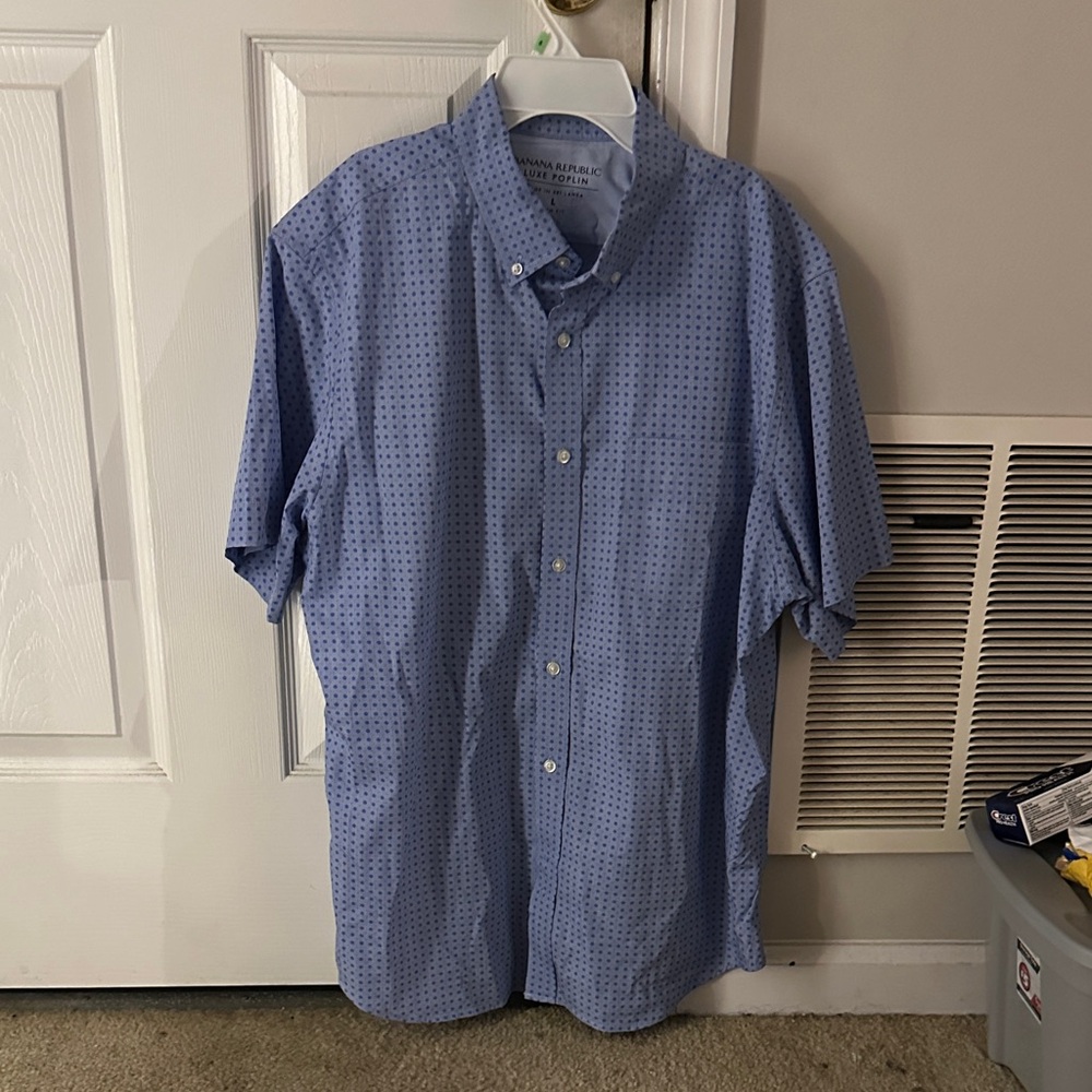 Banana Republic Men's Patterned Blue Casual Shirt